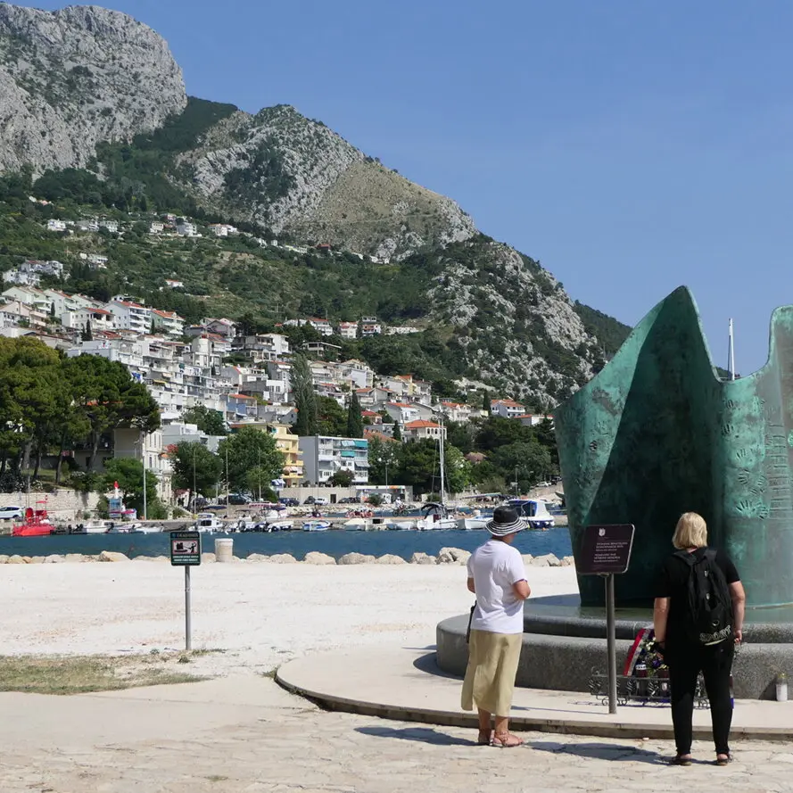 Monument to Croatian Homeland War veterans on the Omiš waterfront