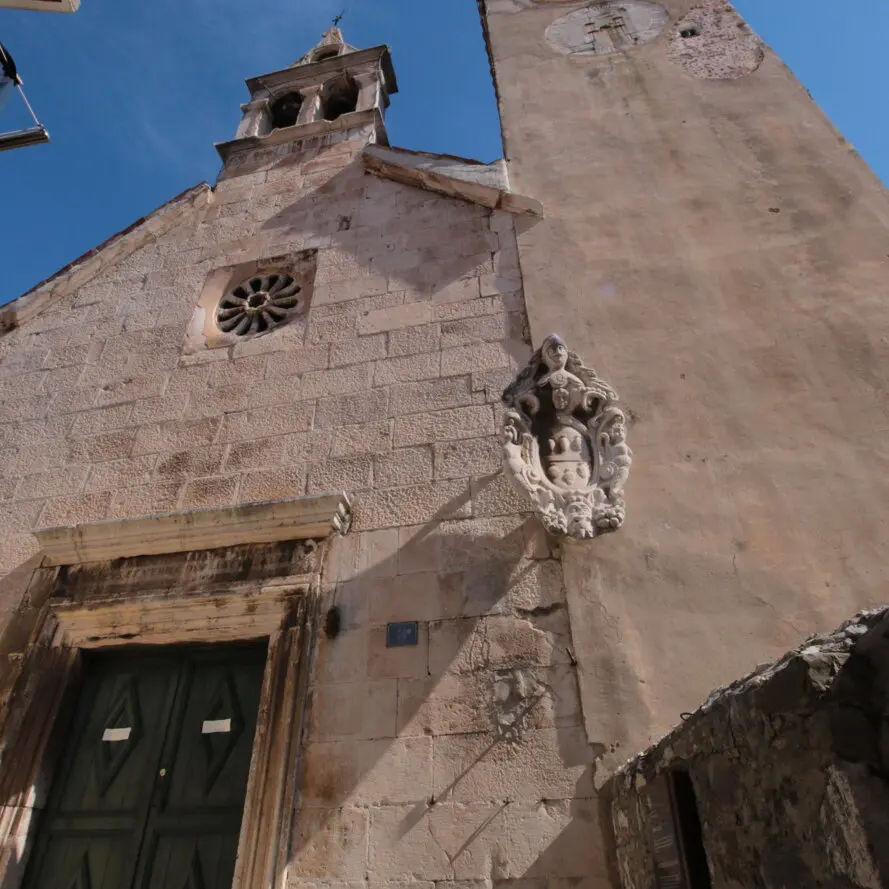 Church of the Holy Spirit and historic clock tower in Omiš